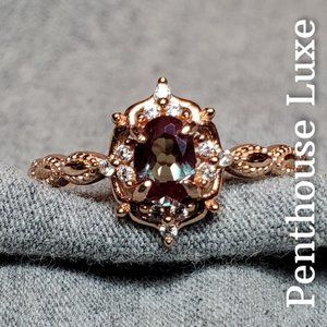 REAL .5ct Alexandrite Oval Cut Rose Gold 925 Ring